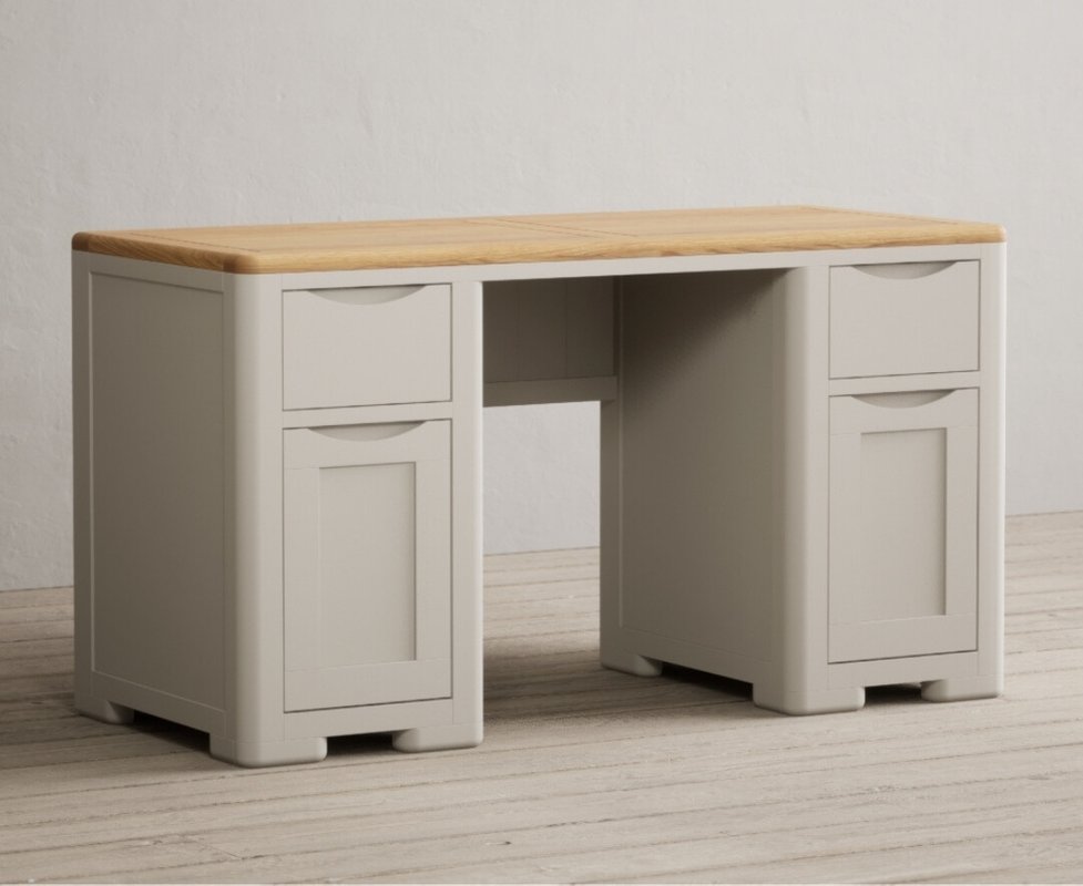 Photo of Alba oak and soft white painted computer desk Photo of Alba oak and soft white painted computer desk
