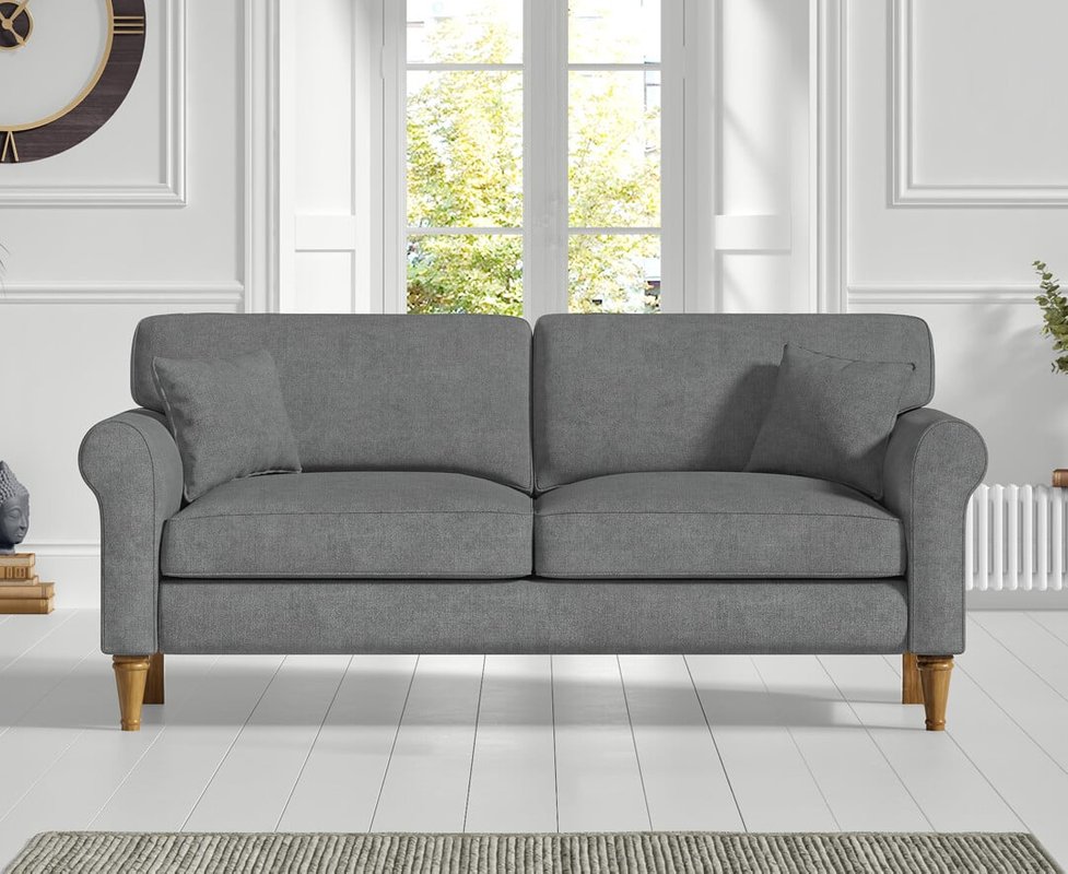 Photo of Darwin charcoal grey fabric three seater sofa Photo of Darwin charcoal grey fabric three seater sofa