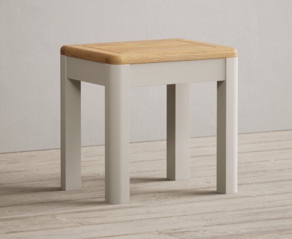 Photo of Alba oak and soft white painted dressing table stool Photo of Alba oak and soft white painted dressing table stool