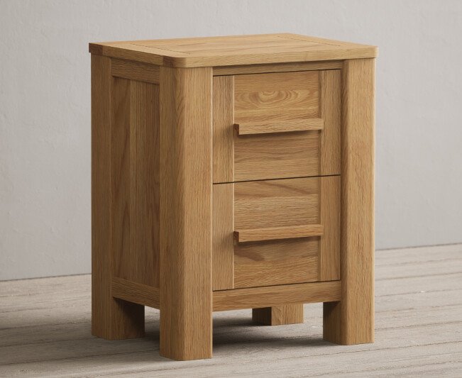 Photo of Eclipse solid oak 2 drawer bedside chest Photo of Eclipse solid oak 2 drawer bedside chest