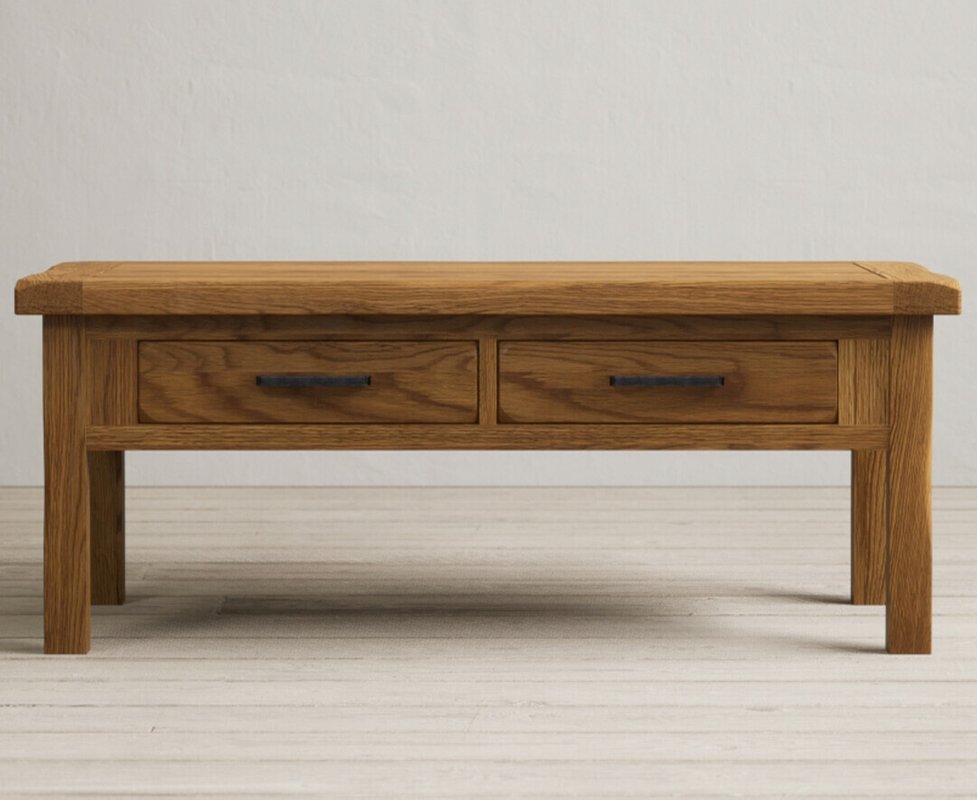 Photo of Harrogate rustic solid oak 4 drawer coffee table Photo of Harrogate rustic solid oak 4 drawer coffee table