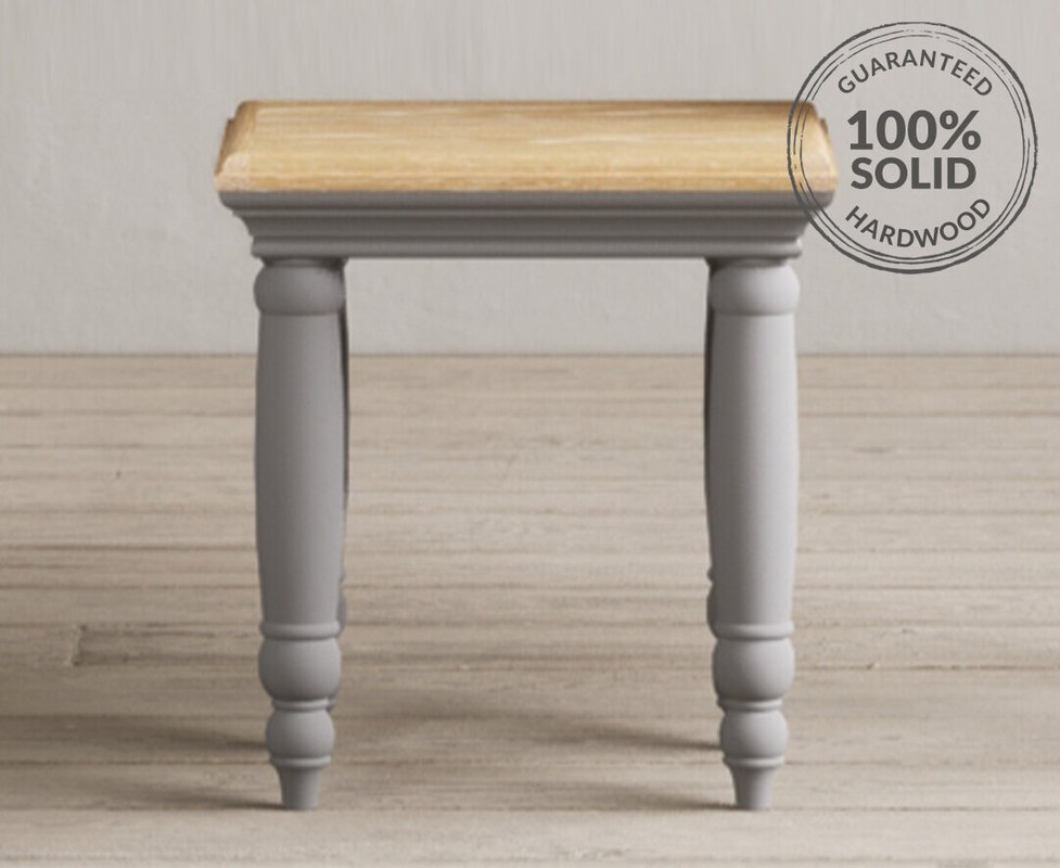 Photo of Francis oak and light grey painted dressing table stool Photo of Francis oak and light grey painted dressing table stool