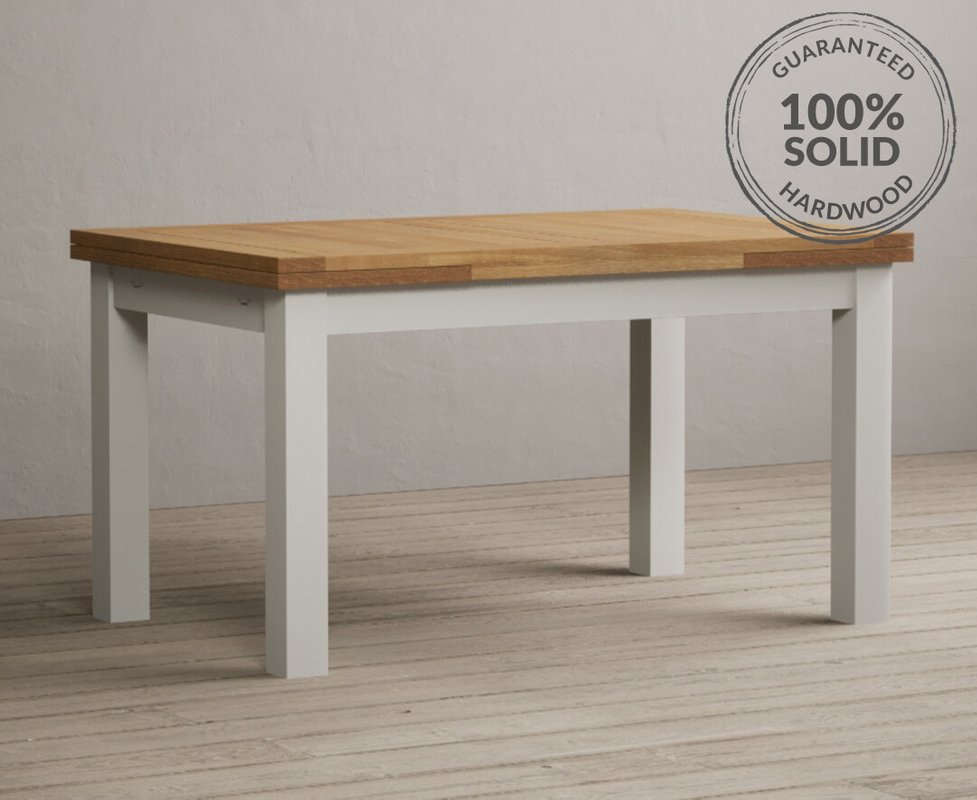 Photo of Extending hampshire 140cm oak and chalk white painted dining table Photo of Extending hampshire 140cm oak and chalk white painted dining table