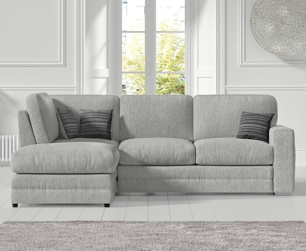 Photo of Madden light grey fabric left hand facing corner sofa Photo of Madden light grey fabric left hand facing corner sofa