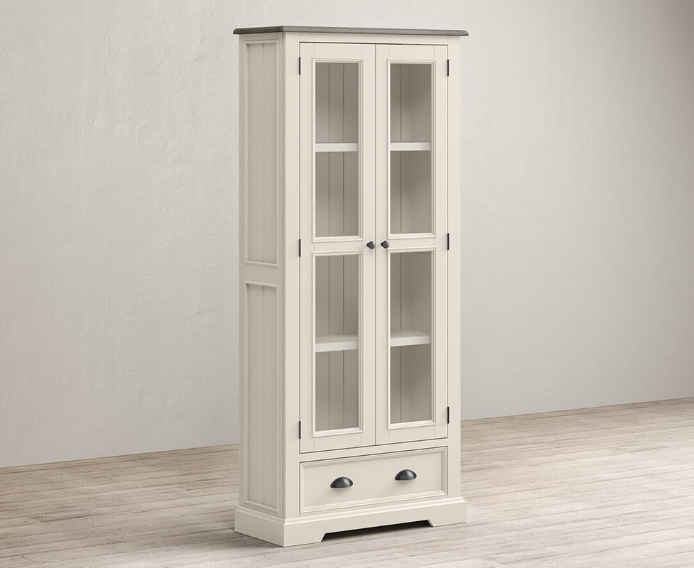 Photo of Dartmouth oak and soft white painted glazed display cabinet Photo of Dartmouth oak and soft white painted glazed display cabinet