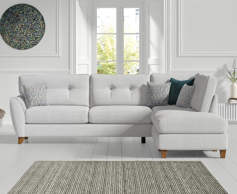 Photo of Florin light grey fabric right hand facing corner chaise sofa Photo of Florin light grey fabric right hand facing corner chaise sofa