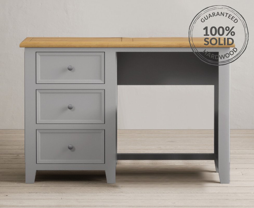 Photo of Weymouth oak and light grey painted dressing table Photo of Weymouth oak and light grey painted dressing table