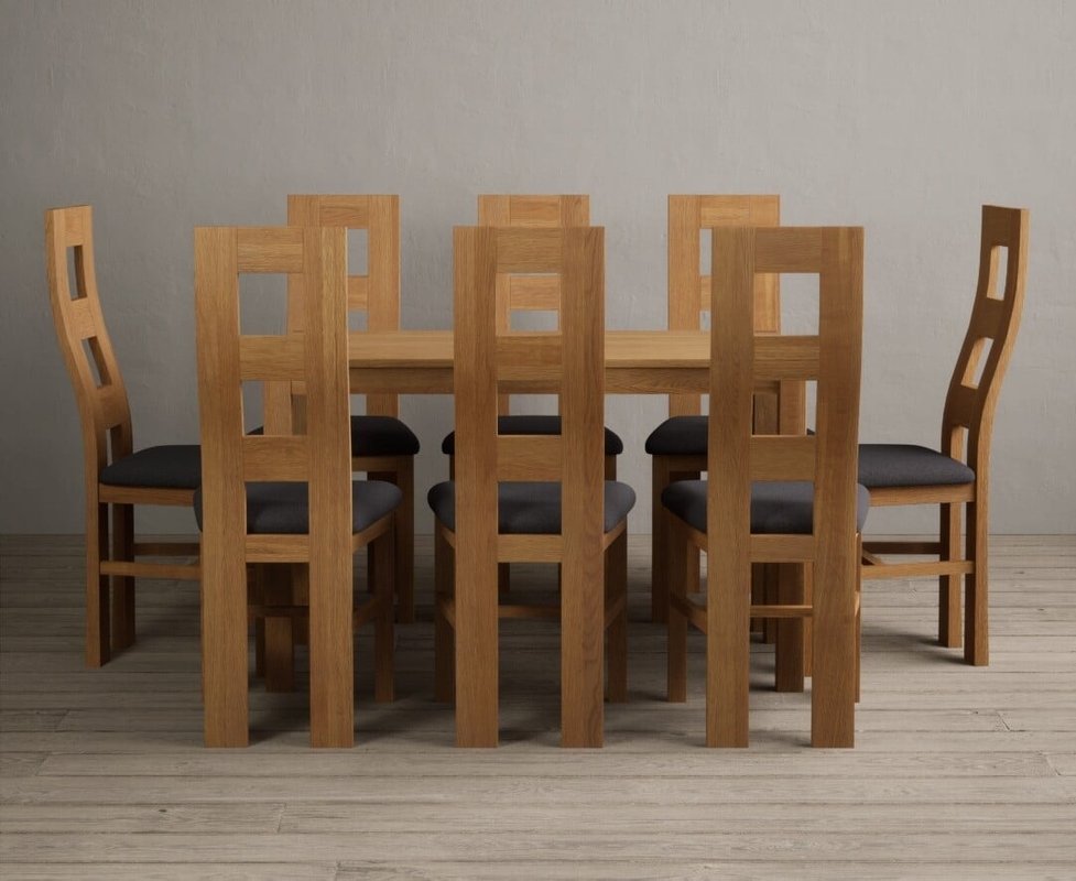 Photo of York 150cm solid oak dining table with 6 blue natural chairs Photo of York 150cm solid oak dining table with 6 blue natural chairs