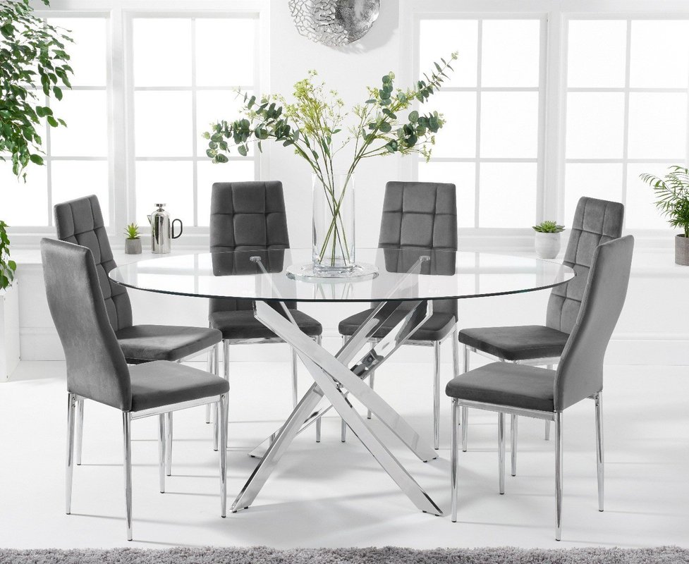 Oval Glass Dining Table Set For 6