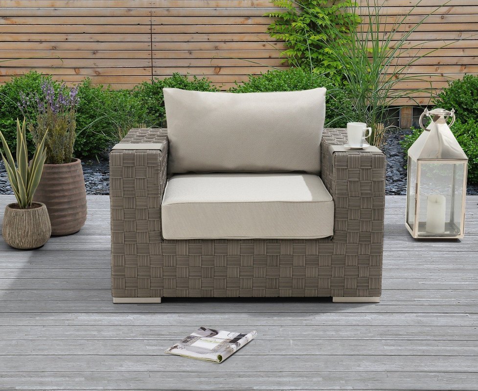 Reclining rattan garden lounger set in dark grey with table | Browse