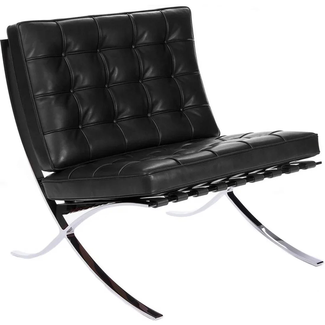 Knoll - Barcelona Sessel, Chrom / Leder schwarz Venezia Knoll International Barcelona Sessel