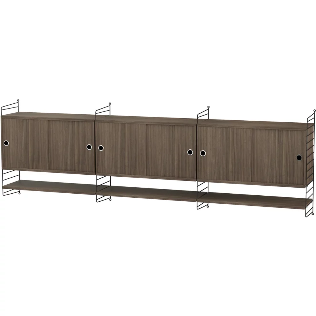 String - Wandschrank, 240 x 75 x 30 cm, Walnuss / schwarz String Furniture Wandschrank