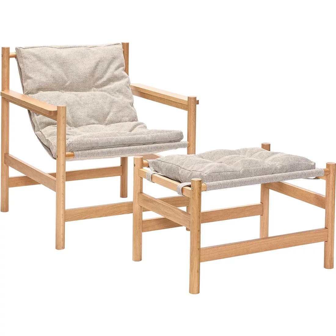 Hübsch Interior Heritage Loungestuhl mit Hocker Eiche natur / beige