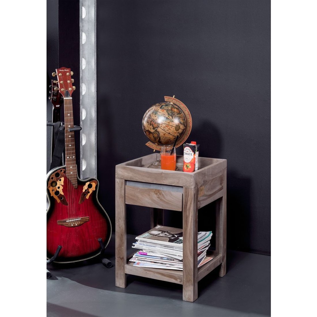 Beistelltisch Sheesham 40x40x60 smoked oak lackiert SYDNEY #236 Massivmöbel24 Beistelltisch Sheesham smoked oak lackiert SYDNEY