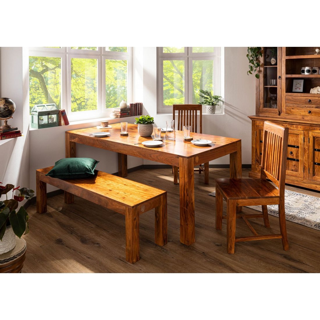 Esstisch Akazie 100x90x76 honig lackiert OXFORD #32 Massivmöbel24 Esstisch Akazie honig lackiert OXFORD