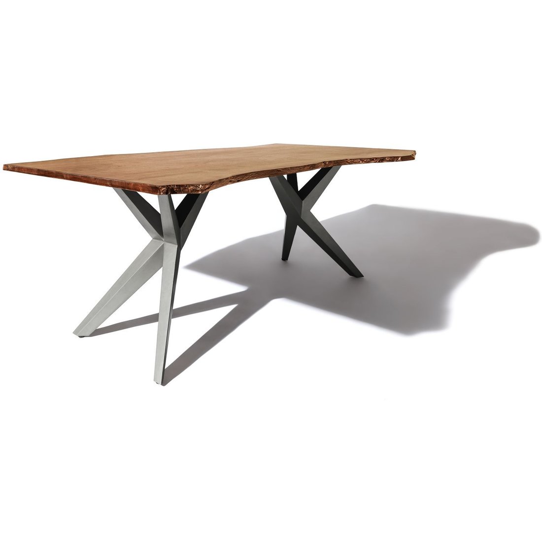 Baumtisch Akazie 140x90x76 natur lackiert Beine anthrazit glänzend FREEFORM 4 #12 Massivmöbel24 Baumtisch Akazie natur lackiert Beine anthrazit glänzend FREEFORM 4