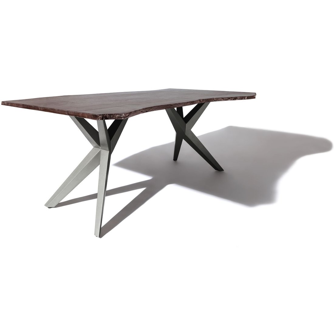 Baumtisch Akazie 140x90x76 grau lackiert Beine anthrazit glänzend FREEFORM 4 #18 Massivmöbel24 Baumtisch Akazie grau lackiert Beine anthrazit glänzend FREEFORM 4