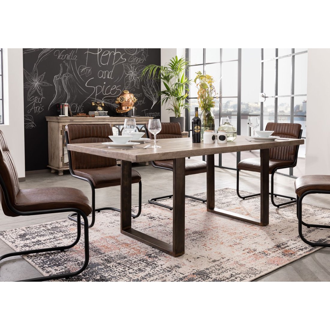 Esstisch Mango 190x90x76 braun lackiert HEAVY INDUSTRY #201 Massivmöbel24 Esstisch Mango braun lackiert HEAVY INDUSTRY