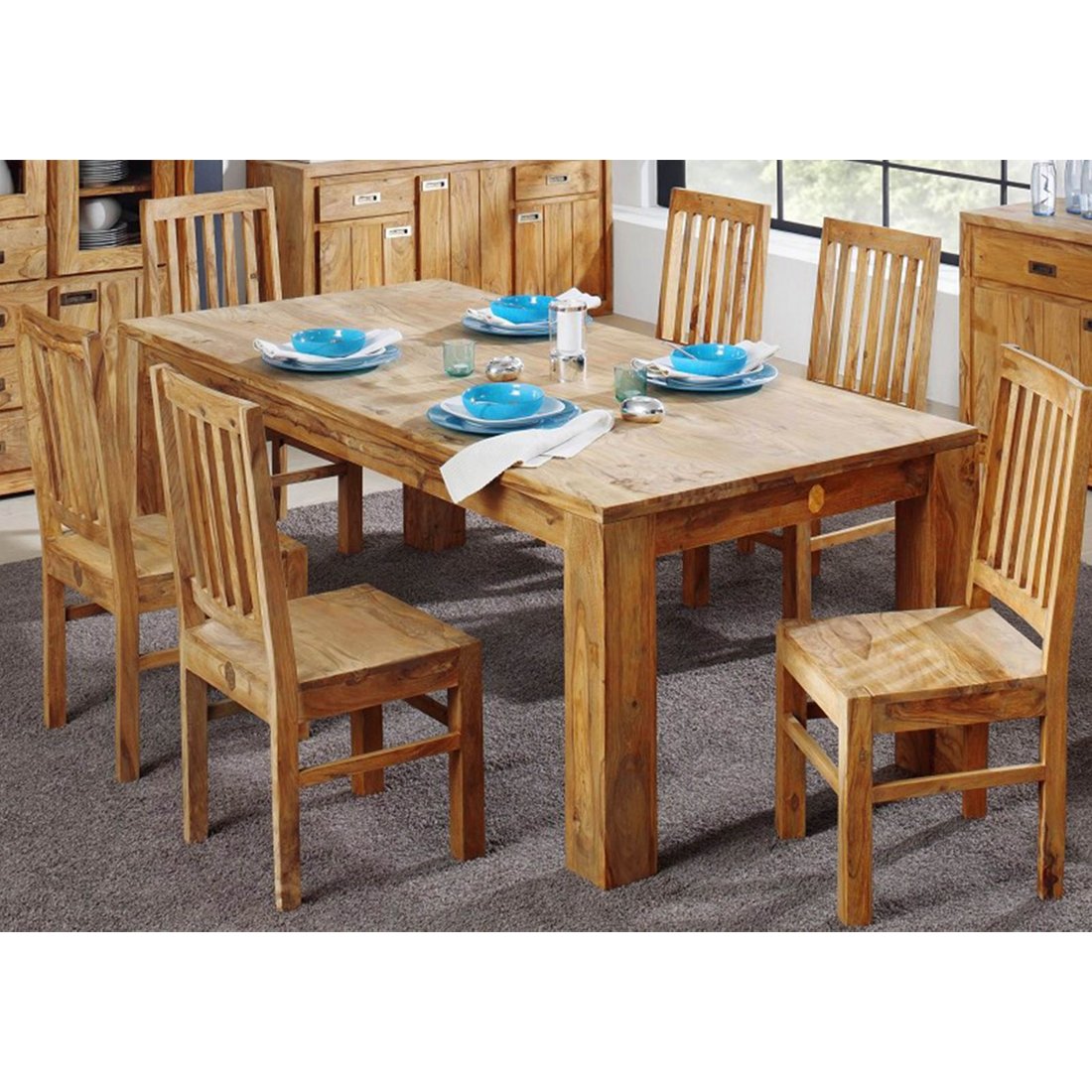 Massivmöbel24 Esstisch Sheesham braun geölt NATURE BROWN