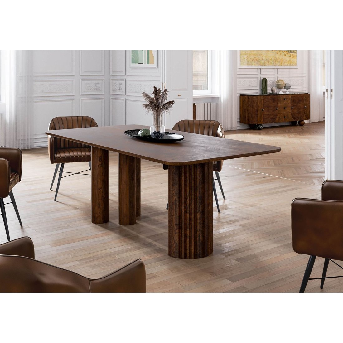 Esstisch Mango 200x100x77 dunkelbraun lackiert FLORENZ #211 Massivmöbel24 Esstisch Mango dunkelbraun lackiert FLORENZ