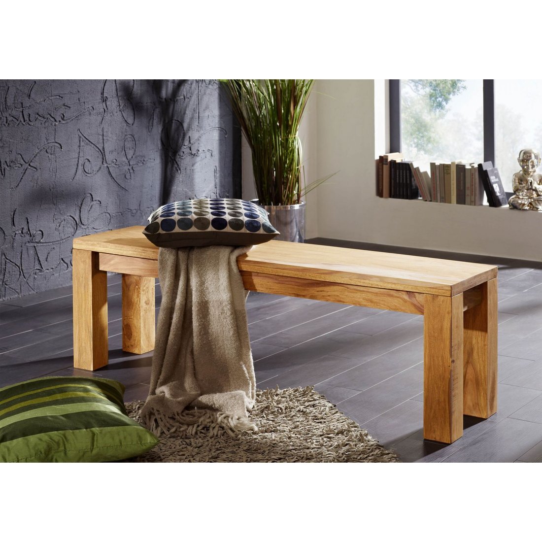 Massivmöbel24 Bank Sheesham braun geölt NATURE BROWN