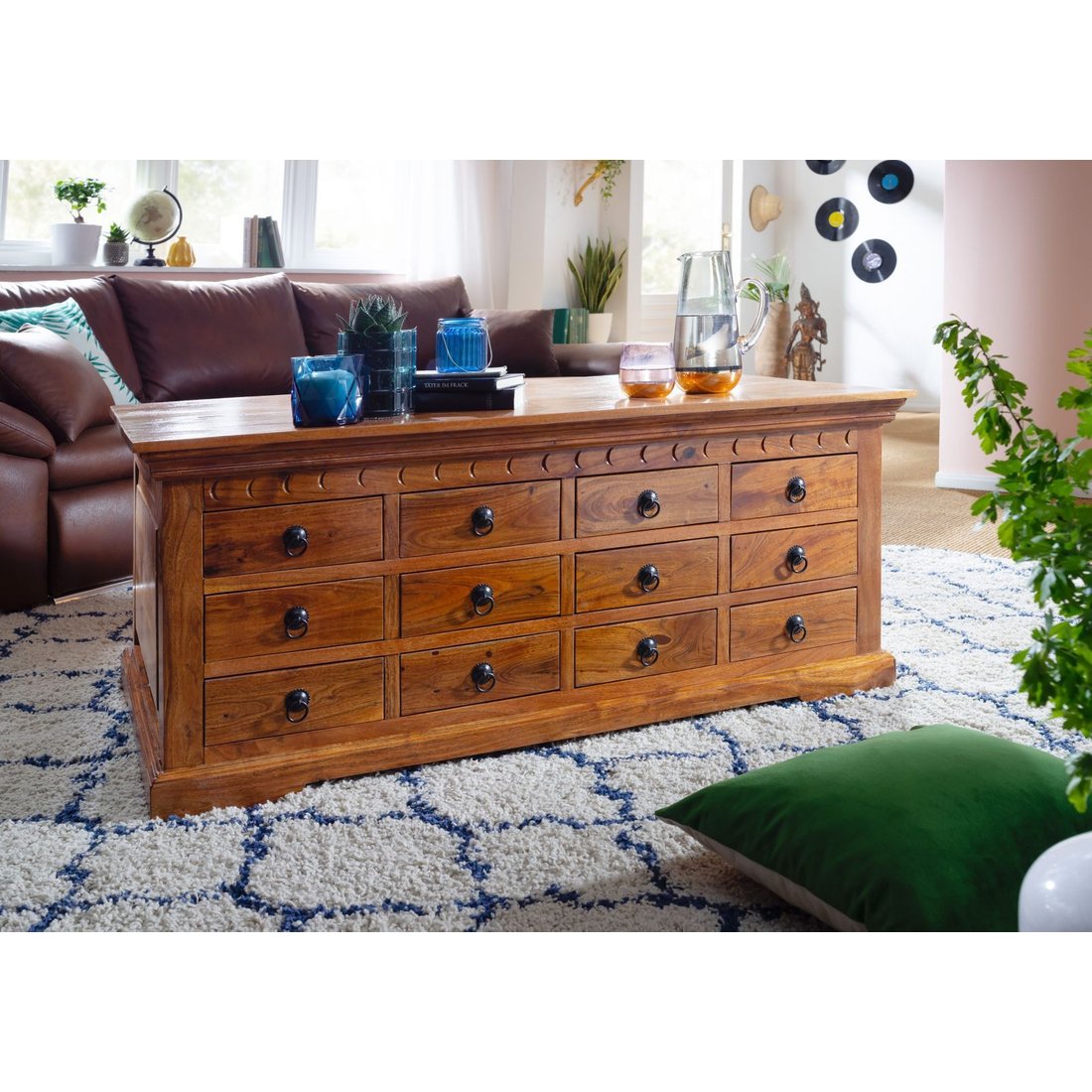 Couchtisch Akazie 120x70x54 honig lackiert OXFORD #0322 Massivmöbel24 Couchtisch Akazie honig lackiert OXFORD