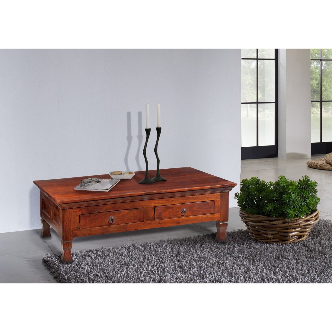 Couchtisch Akazie 120x75x40 nougat lackiert OXFORD #445 Massivmöbel24 Couchtisch Akazie nougat lackiert OXFORD
