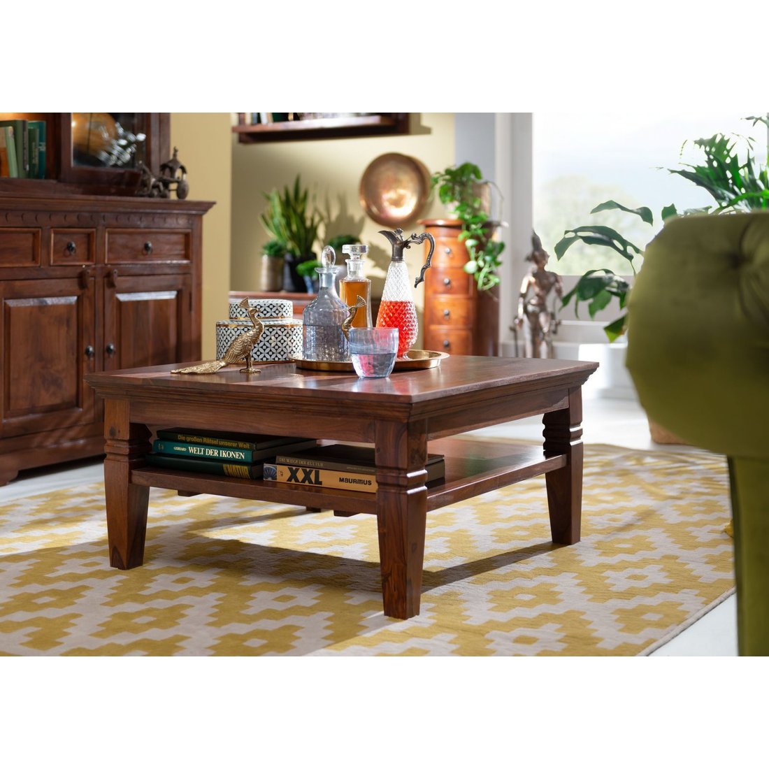 Couchtisch Akazie 85x85x45 nougat lackiert OXFORD #316 Massivmöbel24 Couchtisch Akazie nougat lackiert OXFORD