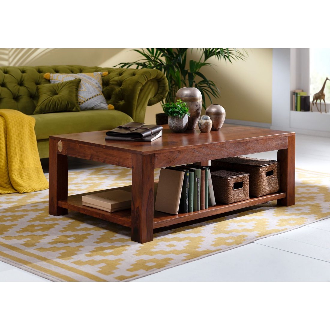 Couchtisch Akazie 120x75x45 nougat lackiert OXFORD #318 Massivmöbel24 Couchtisch Akazie nougat lackiert OXFORD
