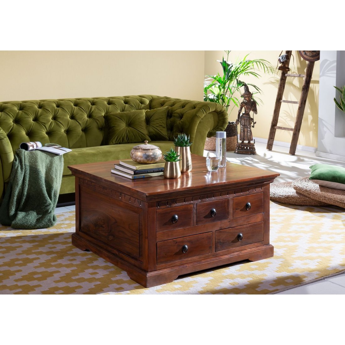 Couchtisch Akazie 90x90x50 nougat lackiert OXFORD #320 Massivmöbel24 Couchtisch Akazie nougat lackiert OXFORD