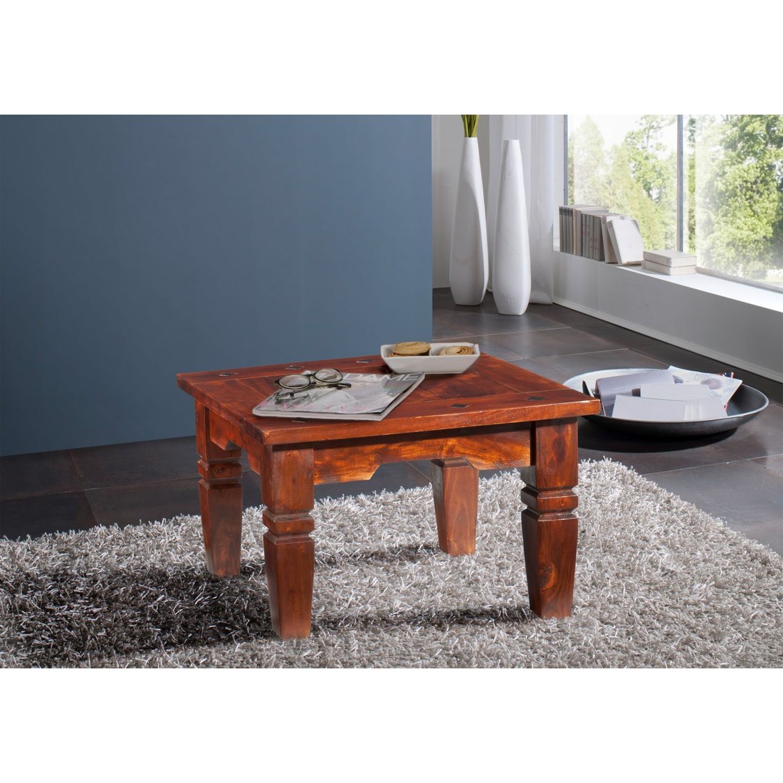 Couchtisch Akazie 60x60x40 nougat lackiert OXFORD #426 Massivmöbel24 Couchtisch Akazie nougat lackiert OXFORD