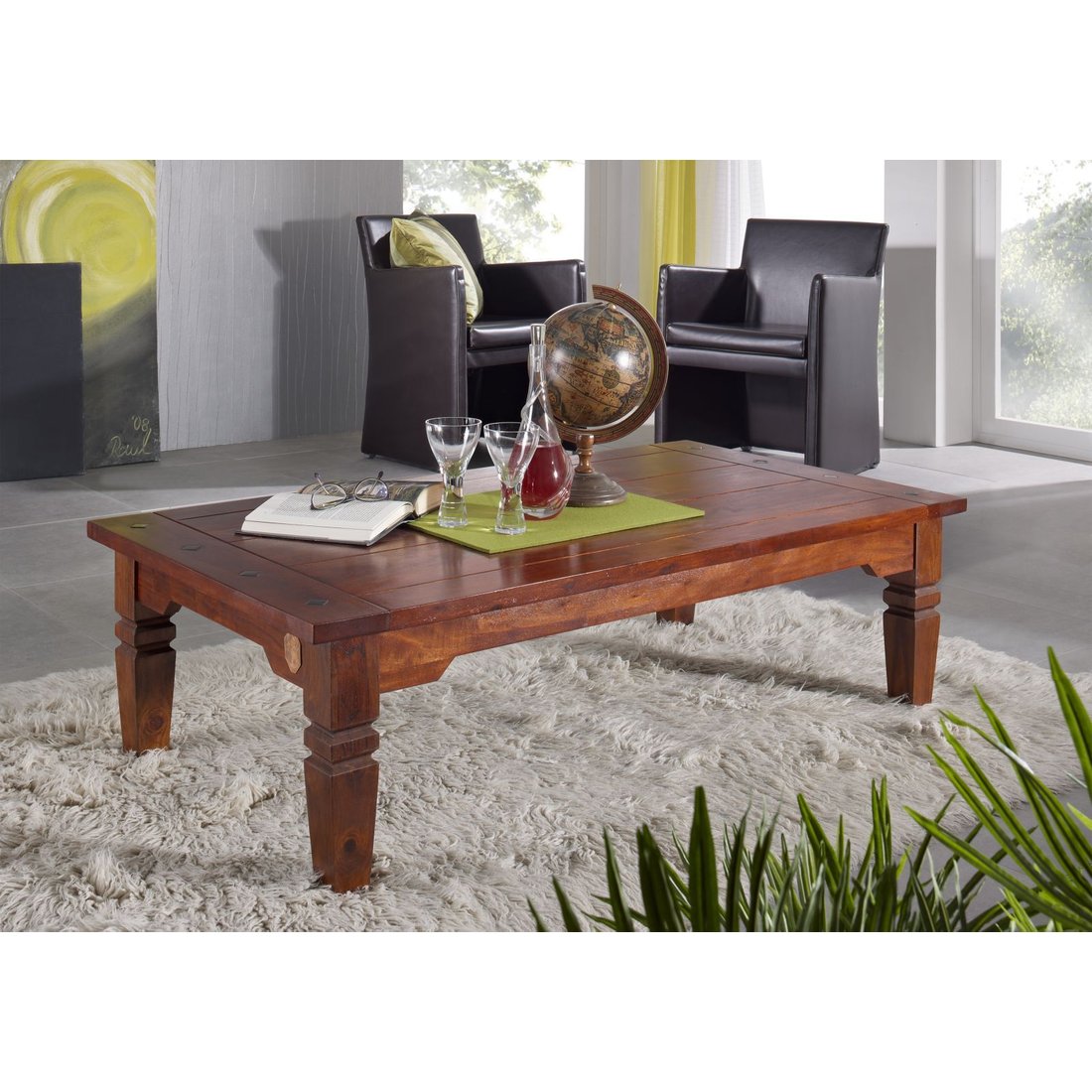 Couchtisch Akazie 110x60x40 nougat lackiert OXFORD #428 Massivmöbel24 Couchtisch Akazie nougat lackiert OXFORD