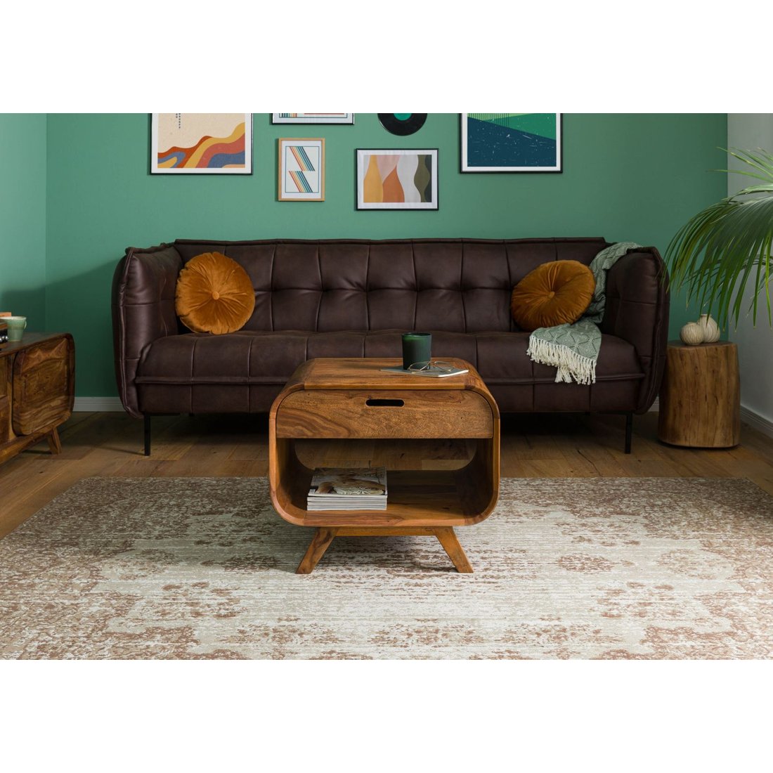 Couchtisch Sheesham 60x50x50 hellbraun lackiert MAILAND #130 Massivmöbel24 Couchtisch Sheesham hellbraun lackiert MAILAND