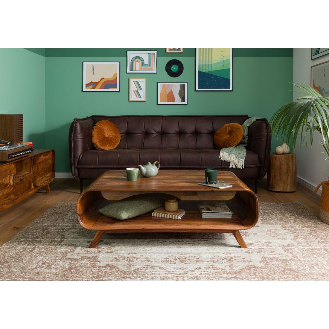 Couchtisch Sheesham 120x70x40 hellbraun lackiert MAILAND #134 Massivmöbel24 Couchtisch Sheesham hellbraun lackiert MAILAND