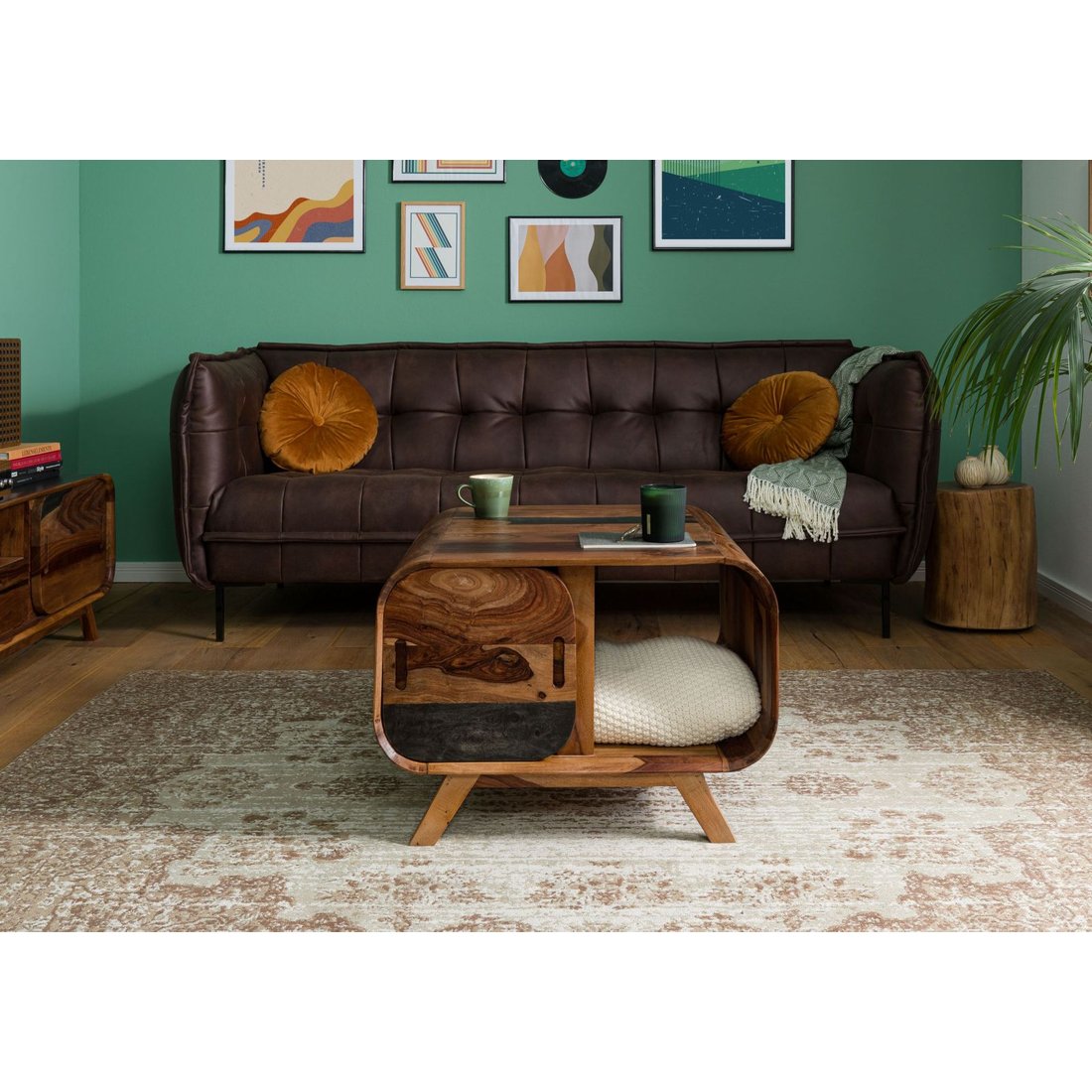 Couchtisch Sheesham 70x70x50 dunkelbraun lackiert MAILAND #233 Massivmöbel24 Couchtisch Sheesham dunkelbraun lackiert MAILAND