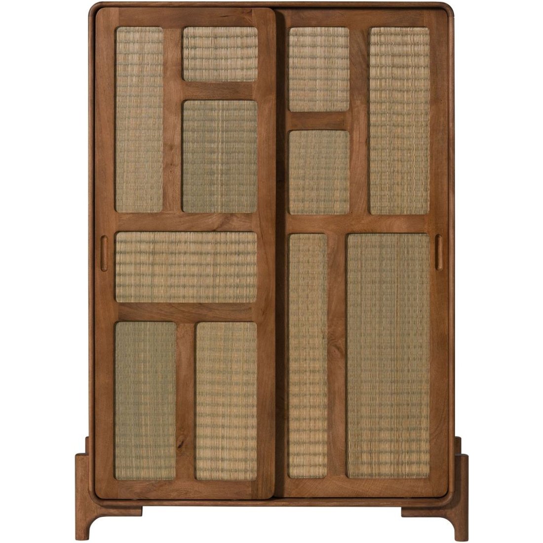 Highboard Mango/Seegras 110x40x150 hellbraun lackiert MIZUMI #118 Massivmöbel24 Highboard Mango/Seegras hellbraun lackiert MIZUMI
