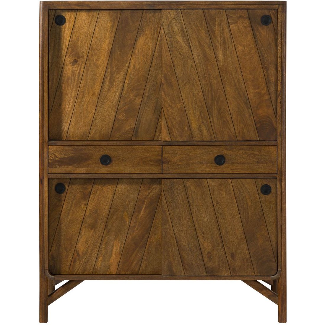 Highboard Mango 115x45x150 braun geölt / Griff schwarz LOS ANGELES #114 Massivmöbel24 Highboard Mango braun geölt / Griff schwarz LOS ANGELES