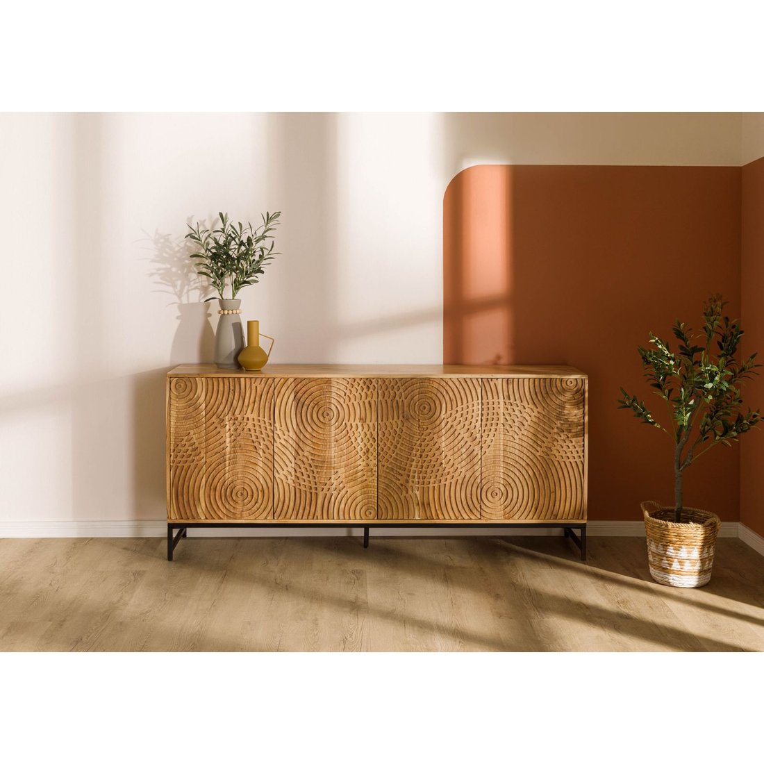 Massivmöbel24 Sideboard Akazie natur lackiert MARRAKESCH