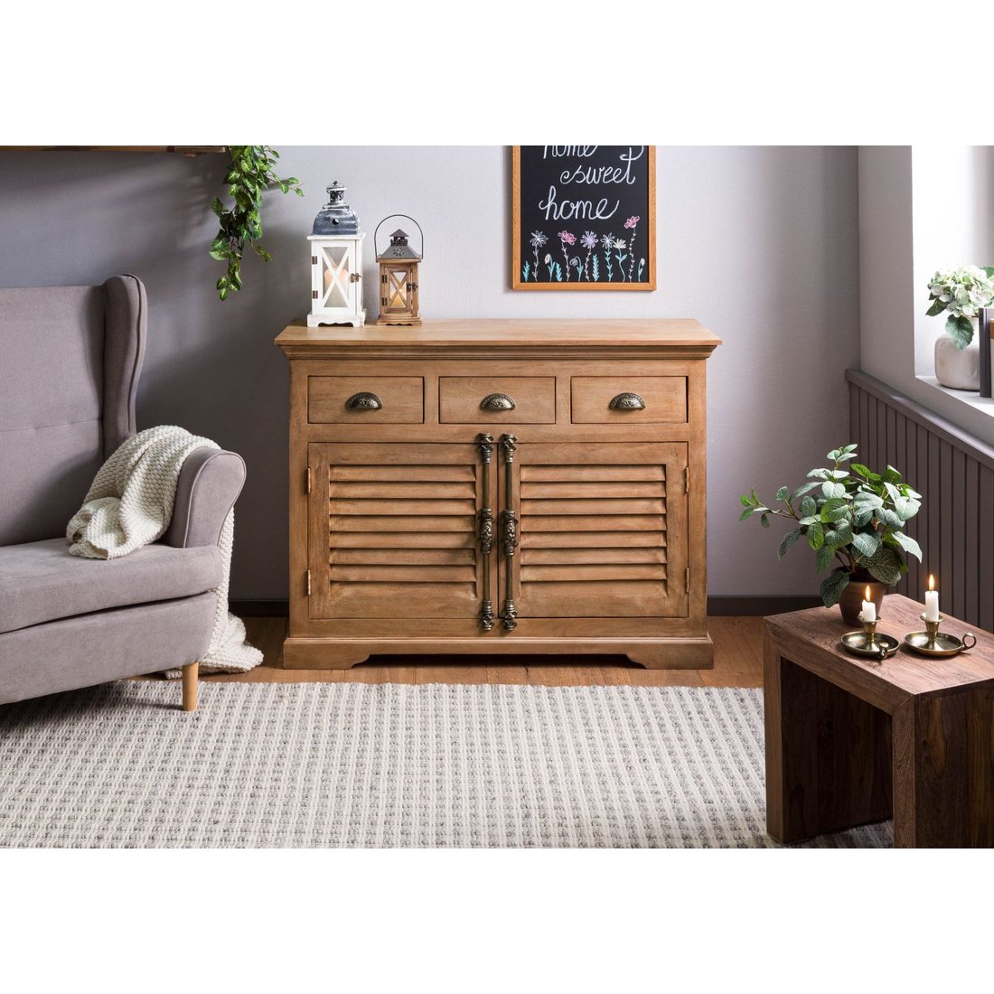 Massivmöbel24 Sideboard Mango beige geölt TOULOUSE