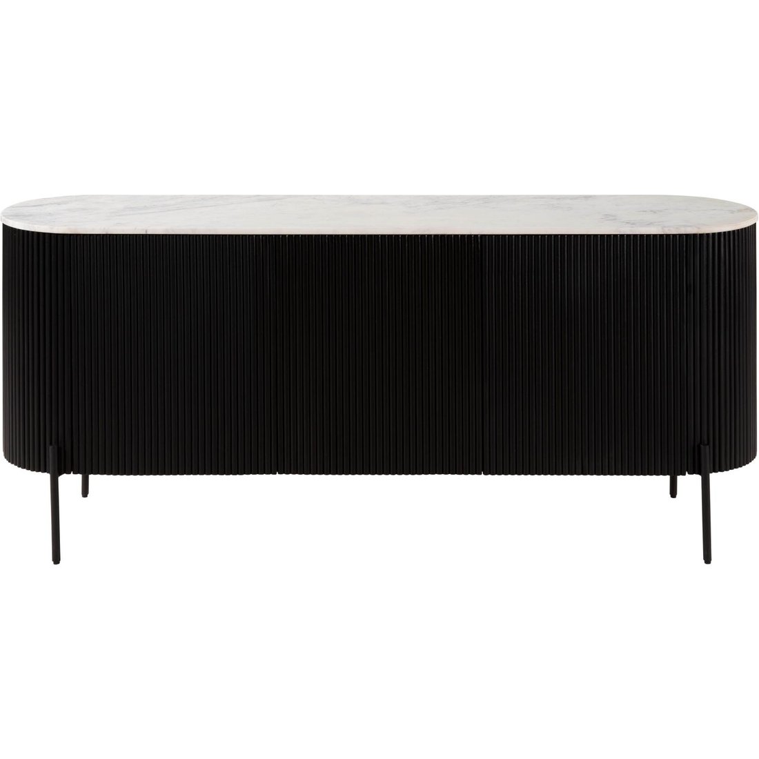 Sideboard Mango 180x40x76 schwarz lackiert / Marmor weiß BARCELONA #101 Massivmöbel24 Sideboard Mango schwarz lackiert / Marmor weiß BARCELONA