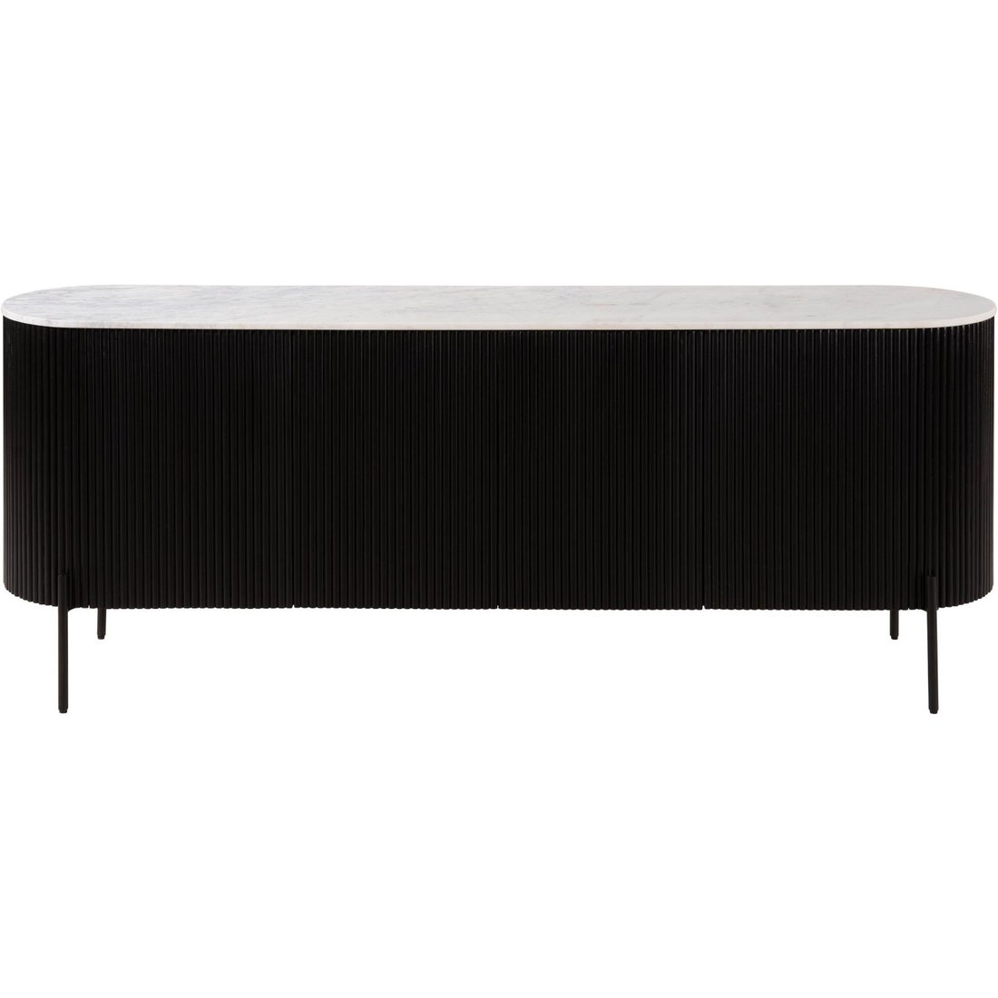 Sideboard Mango 200x40x76 schwarz lackiert / Marmor weiß BARCELONA #102 Massivmöbel24 Sideboard Mango schwarz lackiert / Marmor weiß BARCELONA