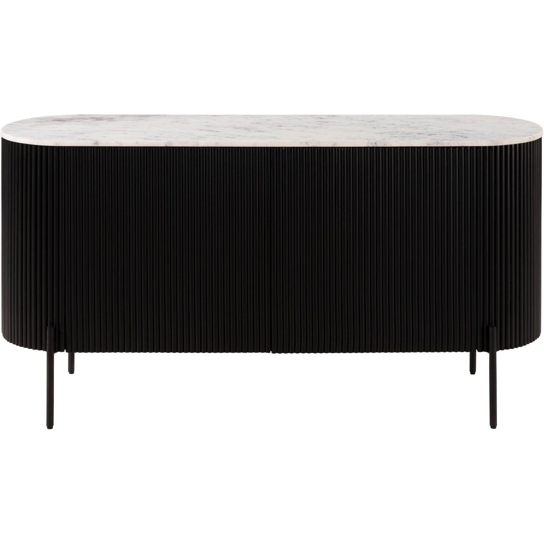 Sideboard Mango 145x40x76 schwarz lackiert / Marmor weiß BARCELONA #103 Massivmöbel24 Sideboard Mango schwarz lackiert / Marmor weiß BARCELONA