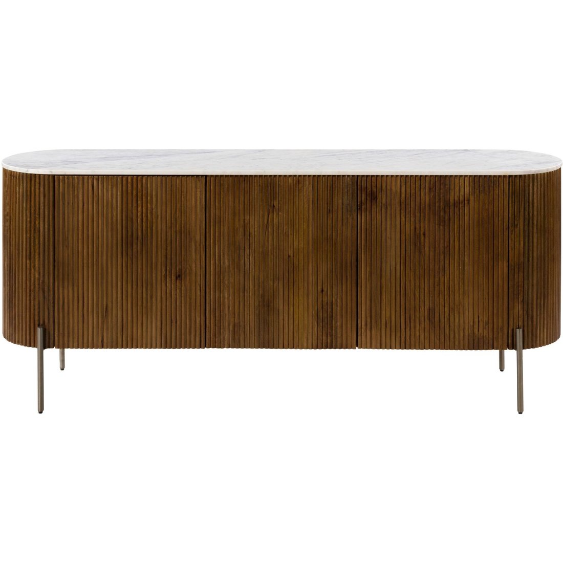 Sideboard Mango 180x40x76 braun lackiert / Marmor weiß BARCELONA #201 Massivmöbel24 Sideboard Mango braun lackiert / Marmor weiß BARCELONA