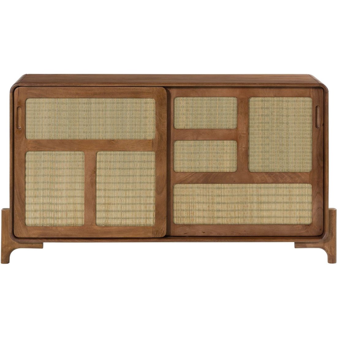 Sideboard Mango/Seegras 150x40x80 hellbraun lackiert MIZUMI #100 Massivmöbel24 Sideboard Mango/Seegras hellbraun lackiert MIZUMI