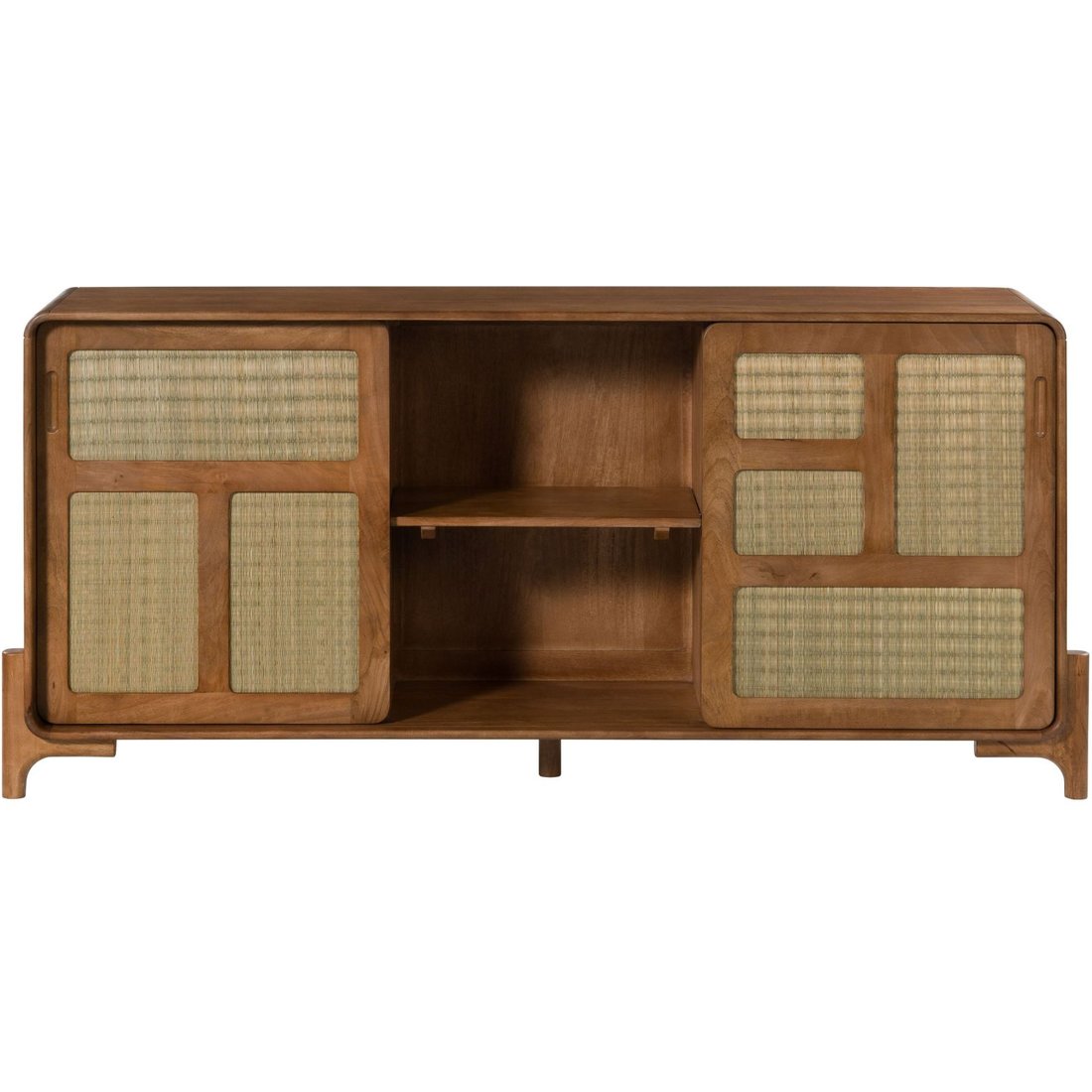 Sideboard Mango/Seegras 180x40x80 hellbraun lackiert MIZUMI #102 Massivmöbel24 Sideboard Mango/Seegras hellbraun lackiert MIZUMI