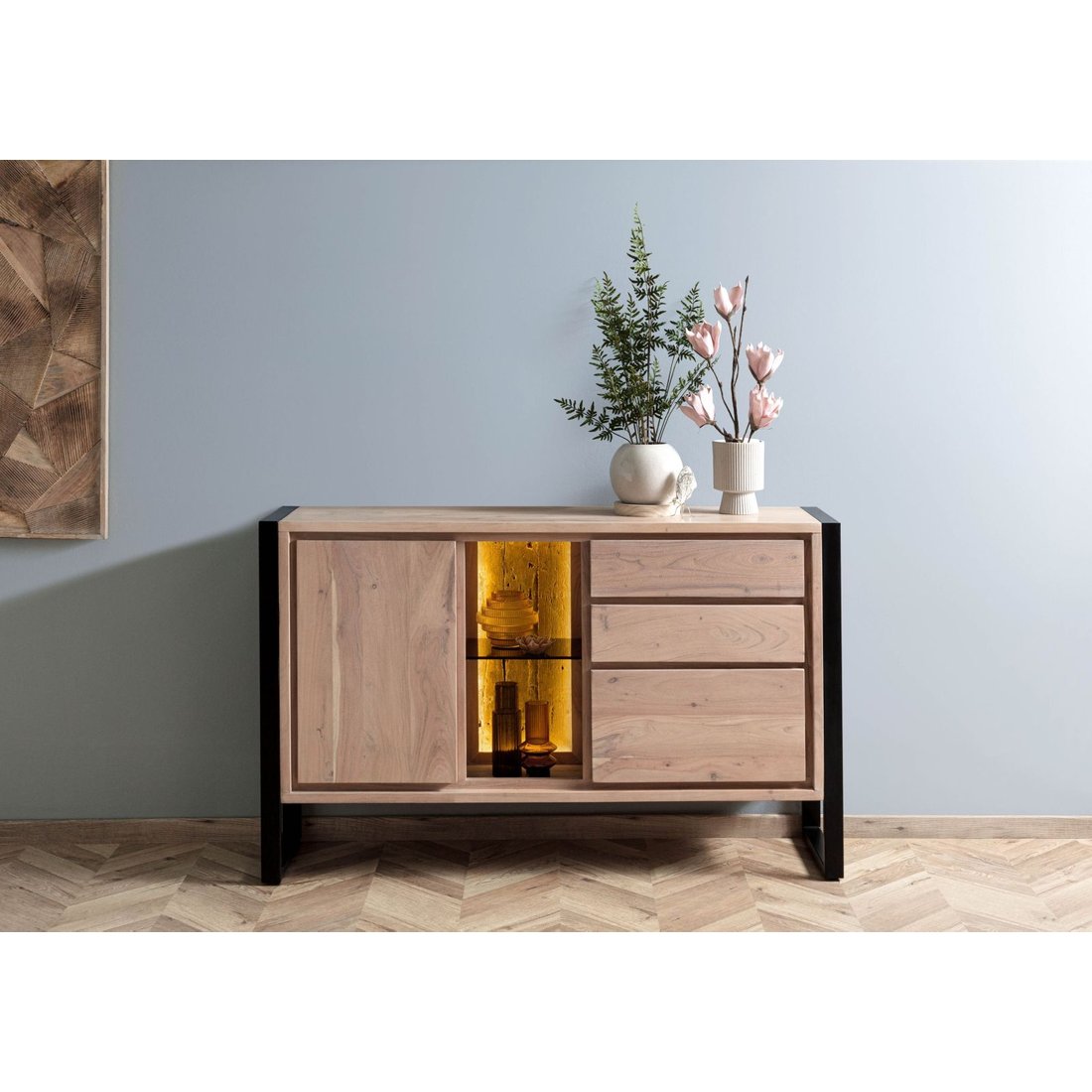 Sideboard Akazie / Altholz 150x40x90 natur lackiert DENVER #110 Massivmöbel24 Sideboard Akazie / Altholz natur lackiert DENVER