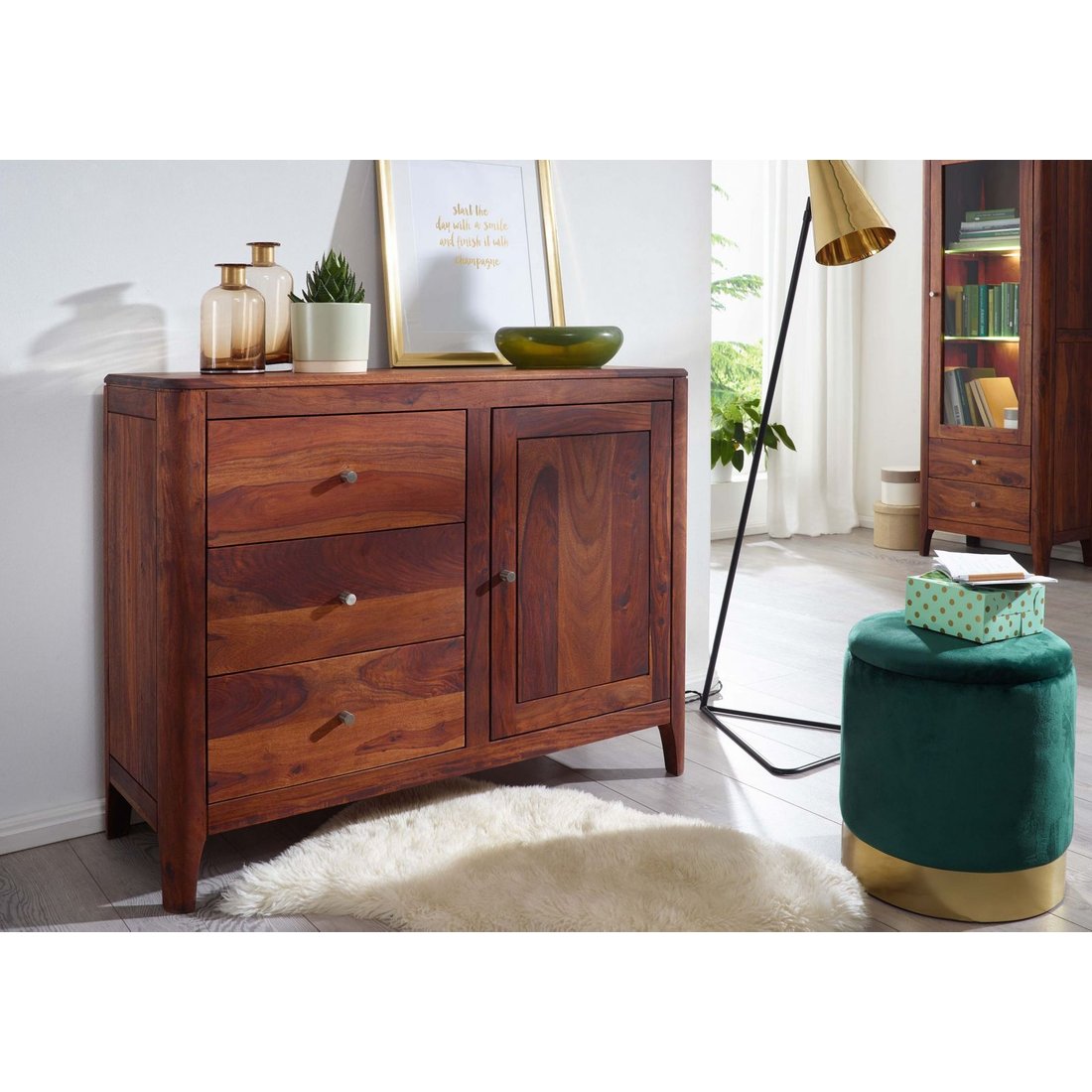 Sideboard Sheesham110x40x86 walnuss geölt BROOKLYN #21 Massivmöbel24 Sideboard Sheesham110x40x86 walnuss geölt BROOKLYN