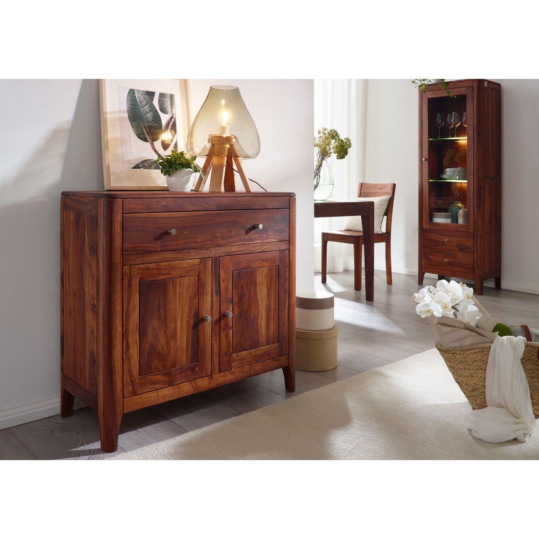 Massivmöbel24 Sideboard Sheesham walnuss geölt BROOKLYN