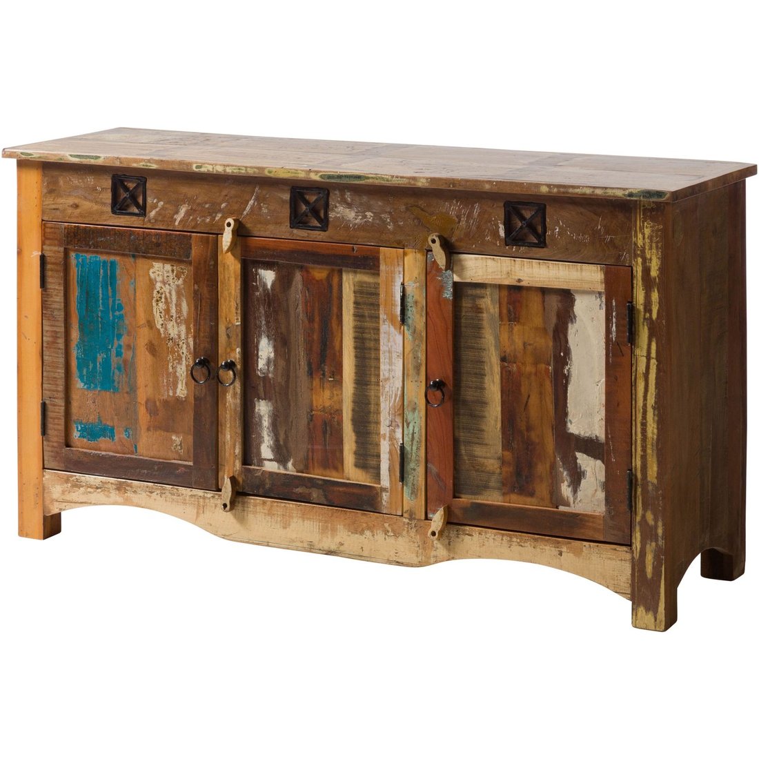 Massivmöbel24 Sideboard Altholz mehrfarbig lackiert NATURE OF SPIRIT
