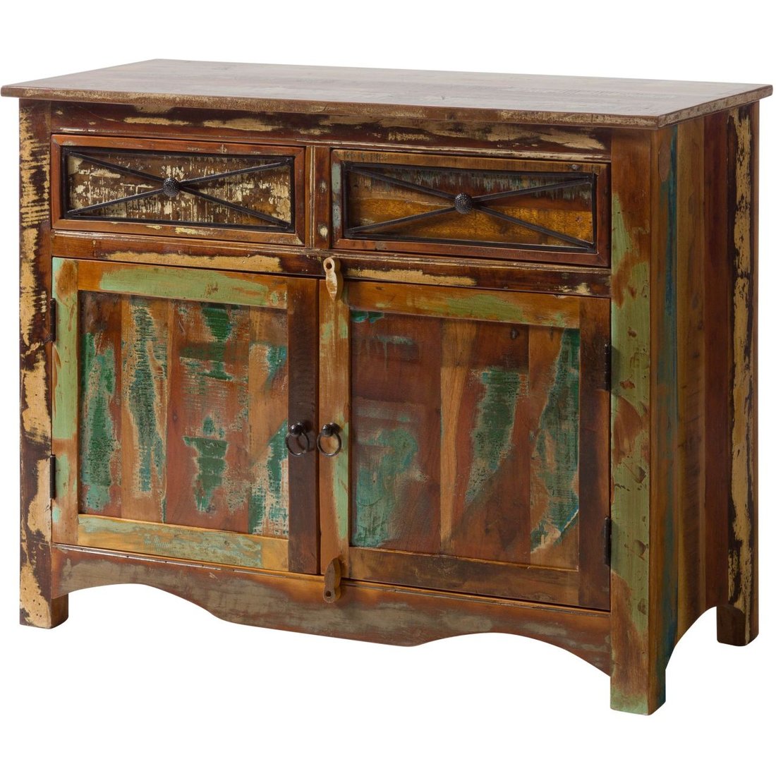 Sideboard Altholz 110x45x85 mehrfarbig lackiert NATURE OF SPIRIT #130 Massivmöbel24 Sideboard Altholz mehrfarbig lackiert NATURE OF SPIRIT